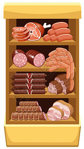 肉类市场的架子 肉制品的储存与备卖姿态